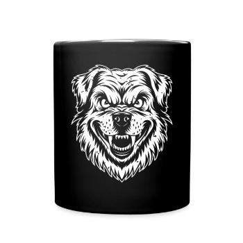 Chien en colère avec de longues dents - Mug uni - noir - Devant