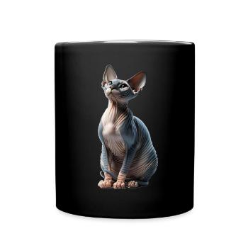 Sphynxkatze Sphynx Cat - Tasse einfarbig - Schwarz - Vorne