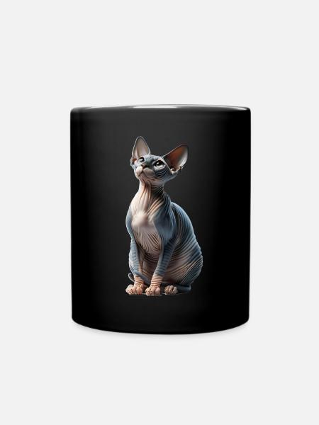 Sphynxkatze Sphynx Cat - Tasse einfarbig - Schwarz