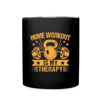 Fitness Fanatics Home Workout Is My Therapy - Tasse einfarbig - Schwarz - Vorne