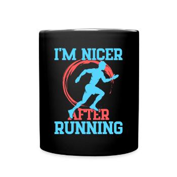 Courir Je suis plus sympa après le cadeau du marathonien - Mug uni - noir - Devant
