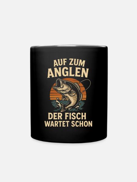 Angler Sprüche Fischen Geschenk Idee - Tasse einfarbig - Schwarz
