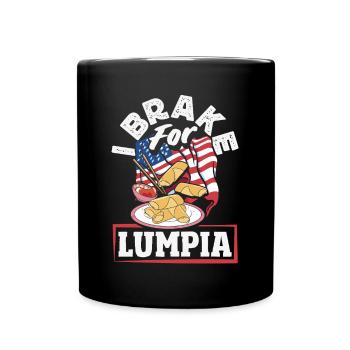 I Brake For Lumpia USA Flag Spring Rolls - Full Colour Mug - black - Front