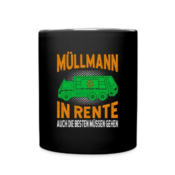 Retired garbage collector Garbage truck Garbage man pensioner - Full Colour Mug - black - Front