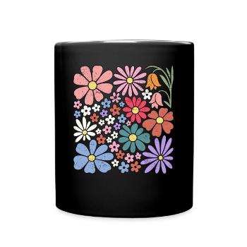 Bunte Blumen Natur Wildblumen - Tasse einfarbig - Schwarz - Vorne