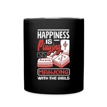 Le bonheur, c’est de jouer au mahjong avec les filles - Mug uni - noir - Devant