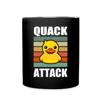 Quack Attack Gelbe Gummiente Quietscheente - Tasse einfarbig - Schwarz - Vorne
