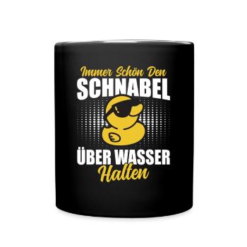 Enten Gelbe Ente Quietscheente Gummiente - Tasse einfarbig - Schwarz - Vorne