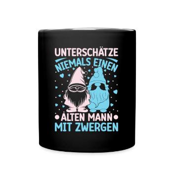 Le nain de jardin ne sous-estime jamais un vieil homme - Mug uni - noir - Devant