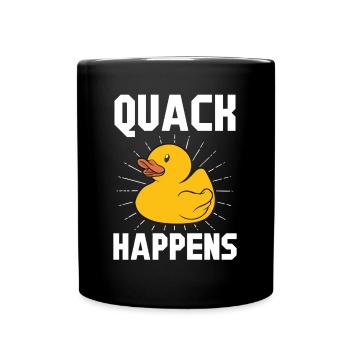 Quietscheenten Geschenk Gelbe Ente Quack Happens - Tasse einfarbig - Schwarz - Vorne