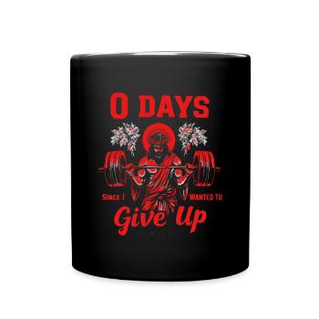Powerlifting Jesus 0 Days Since Skipped Leg Day - Full Colour Mug - black - Front
