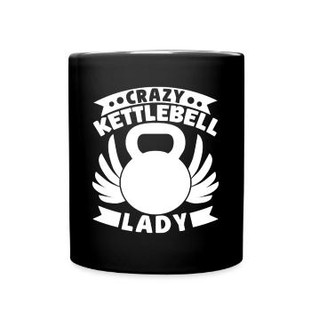 Gym Junkies Crazy Kettlebell Lady Calisthenics - Full Colour Mug - black - Front