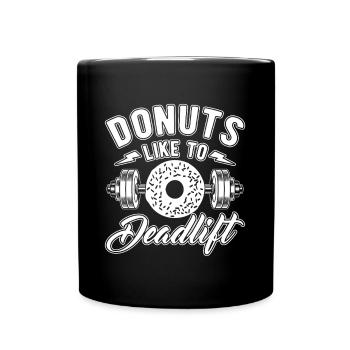 Powerlifting Bodybuilder Donuts Like To Deadlift - Full Colour Mug - black - Front