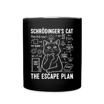 Schrödingers Cat Escape Plan - Tasse einfarbig - Schwarz - Vorne