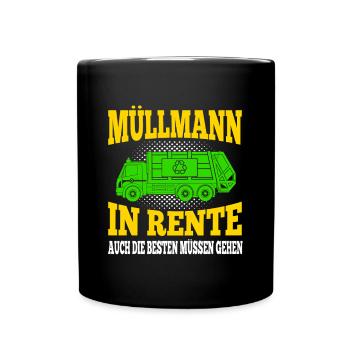 Retired garbage collector Garbage truck Garbage man pensioner - Full Colour Mug - black - Front