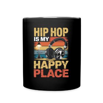 Music My Happy Place Music Lover DJ Headphones - Full Colour Mug - black - Front