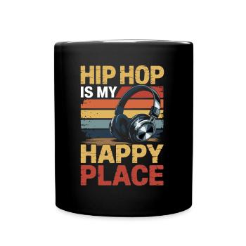 Music My Happy Place Music Lover DJ Headphones - Full Colour Mug - black - Front