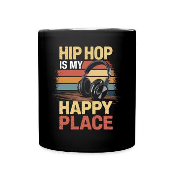 Music My Happy Place Music Lover DJ Headphones - Full Colour Mug - black - Front
