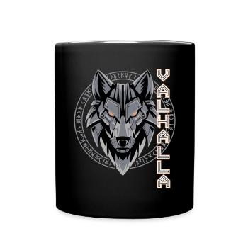 Norse Wolf Valhalla Rune Design - Full Colour Mug - black - Front