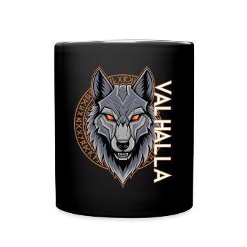 Norse Wolf Valhalla Rune Design - Full Colour Mug - black - Front