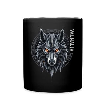 Norse Wolf Valhalla Rune Design - Full Colour Mug - black - Front