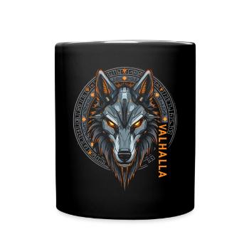 Norse Wolf Valhalla Rune Design - Full Colour Mug - black - Front