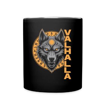 Norse Wolf Valhalla Rune Design - Full Colour Mug - black - Front