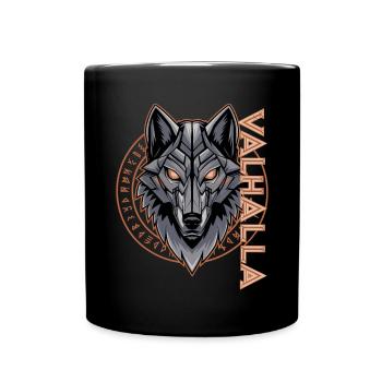 Norse Wolf Valhalla Rune Design - Full Colour Mug - black - Front