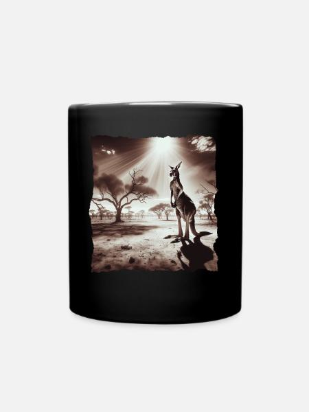 Känguru Kangaroo - Tasse einfarbig - Schwarz