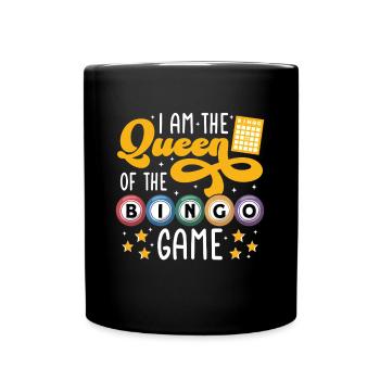 Bingo Queen Funny Bingo Party Design - Full Colour Mug - black - Front