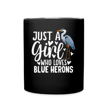 Just a Girl Who Loves Blue Herons - Full Colour Mug - black - Front