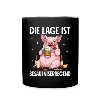 Die Lage Ist Besäufniserregend - Tasse einfarbig - Schwarz - Vorne