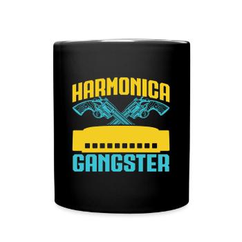 Funny Harmonica Player Gangster Harmonica - Tasse einfarbig - Schwarz - Vorne