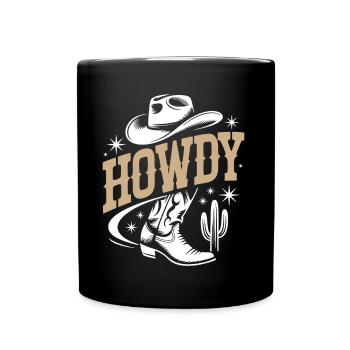 Howdy Country Dance Line Dance. Stetson and Boots - Full Colour Mug - black - Front