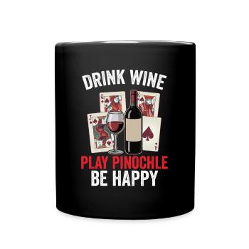 Pinochle Design Binokel Karten Spieleabend - Tasse einfarbig - Schwarz - Vorne