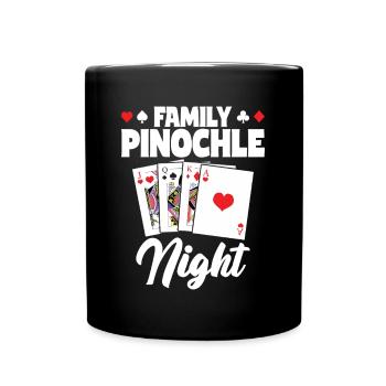 Jeu de cartes Pinochle Night Melding en famille - Mug uni - noir - Devant