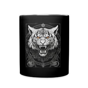 TIGER TRIBAL GOTHIC TATTOO TATTOO NATURE METAL - Full Colour Mug - black - Front