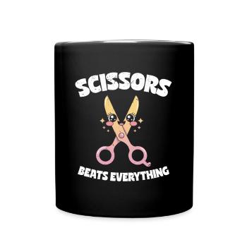 Scissors Beat Everything Scissors Stone Paper Gift - Full Colour Mug - black - Front