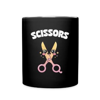 Scissors Stone Paper Group School Game Scissors Figurine - Full Colour Mug - black - Front