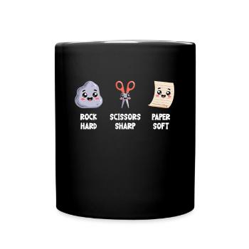 Schere Stein Papier Kawaii Spielfiguren - Tasse einfarbig - Schwarz - Vorne