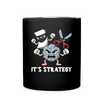 Scissors Stone Paper Kawaii - It's Strategy - Full Colour Mug - black - Front