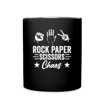 Schere Stein Papier Lustiges Gruppen Schulspiel - Tasse einfarbig - Schwarz - Vorne