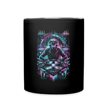 Futuristischer DJ Neon Techno EDM Party Festival - Tasse einfarbig - Schwarz - Vorne
