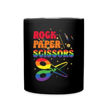 Scissors Stone Paper Men Women Rainbow - Full Colour Mug - black - Front