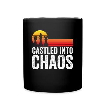 Schachfigur Turm - Castled Into Chaos - Tasse einfarbig - Schwarz - Vorne