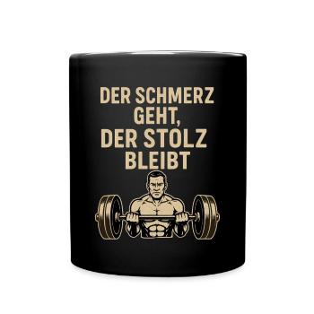 Fitness Schmerz Trainingsshirt für Bodybuilder - Tasse einfarbig - Schwarz - Vorne