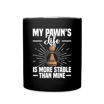 Chess Game Night Pawn Pieces Checkerboard - Tasse einfarbig - Schwarz - Vorne