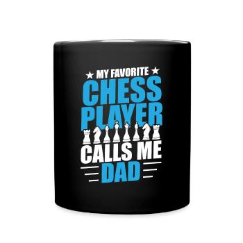 Schach Vater Schachspieler Papa Kinder Sohn - Tasse einfarbig - Schwarz - Vorne