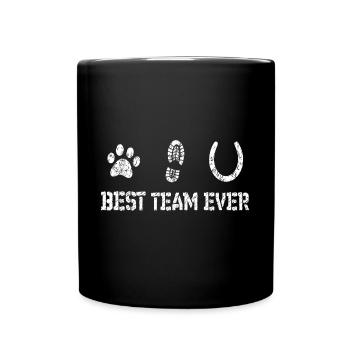 Pferd Hund Team Love - Tasse einfarbig - Schwarz - Vorne