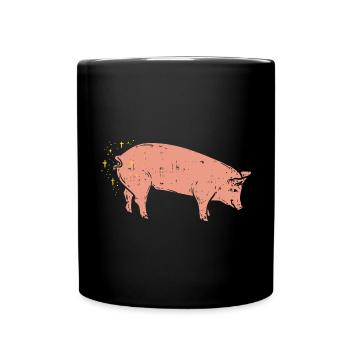 Schwein - Tasse einfarbig - Schwarz - Vorne